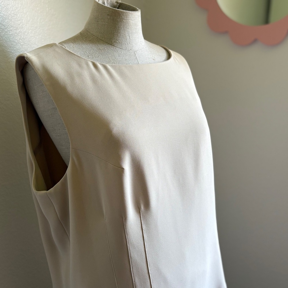 Laura Scott Beige Sleeveless Shift Dress Tan Sheath Career Formal Size 18 - Picture 4 of 4